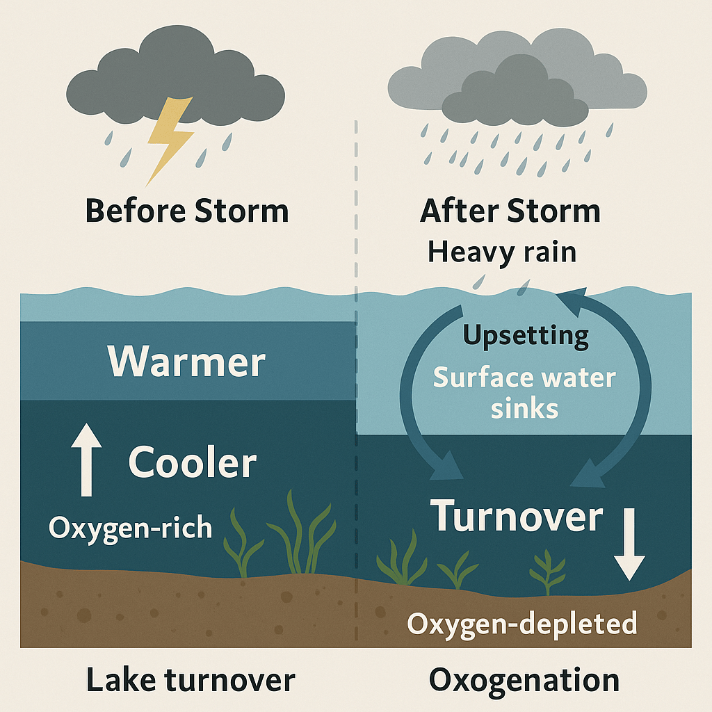 Impact on oxygen levels in a carp fishery caused by 'turnover' 